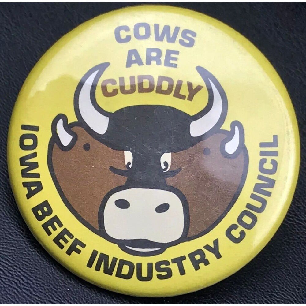 Cows Are Cuddly Iowa Beef Council Vintage Pin Button
